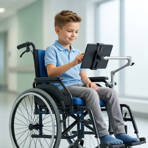 Child using assistive technology